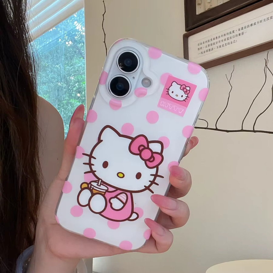 Sanrio Hello Kitty Handyhülle mit Polka Dot Milchtee Design für iPhone 17 Pro 16 15 Pro Max stoßfeste Hartschale - Bild 3