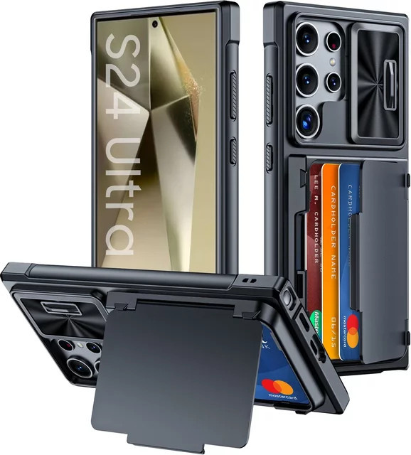 BANGZAO Handyhülle für Samsung S24 Ultra mit RFID-Schutz und Kamerahülle aus TPU in Schwarz - Bild 1
