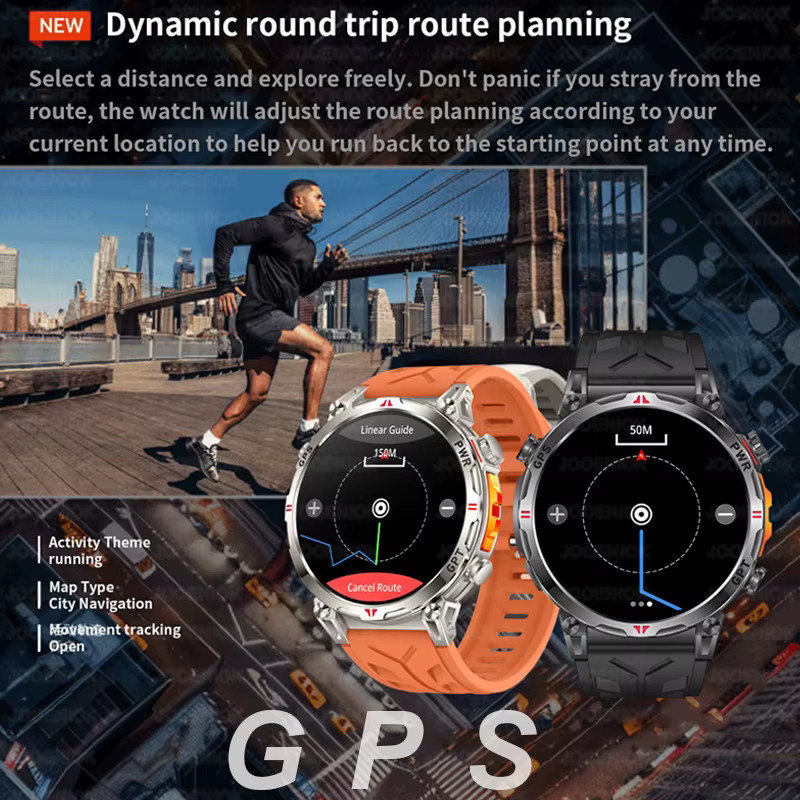 ChiBear T-Rex3 Ultra GPS Smartwatch in Orange mit Kompass, Höhenmesser, Barometer und 5ATM Wasserdichtigkeit - Bild 4