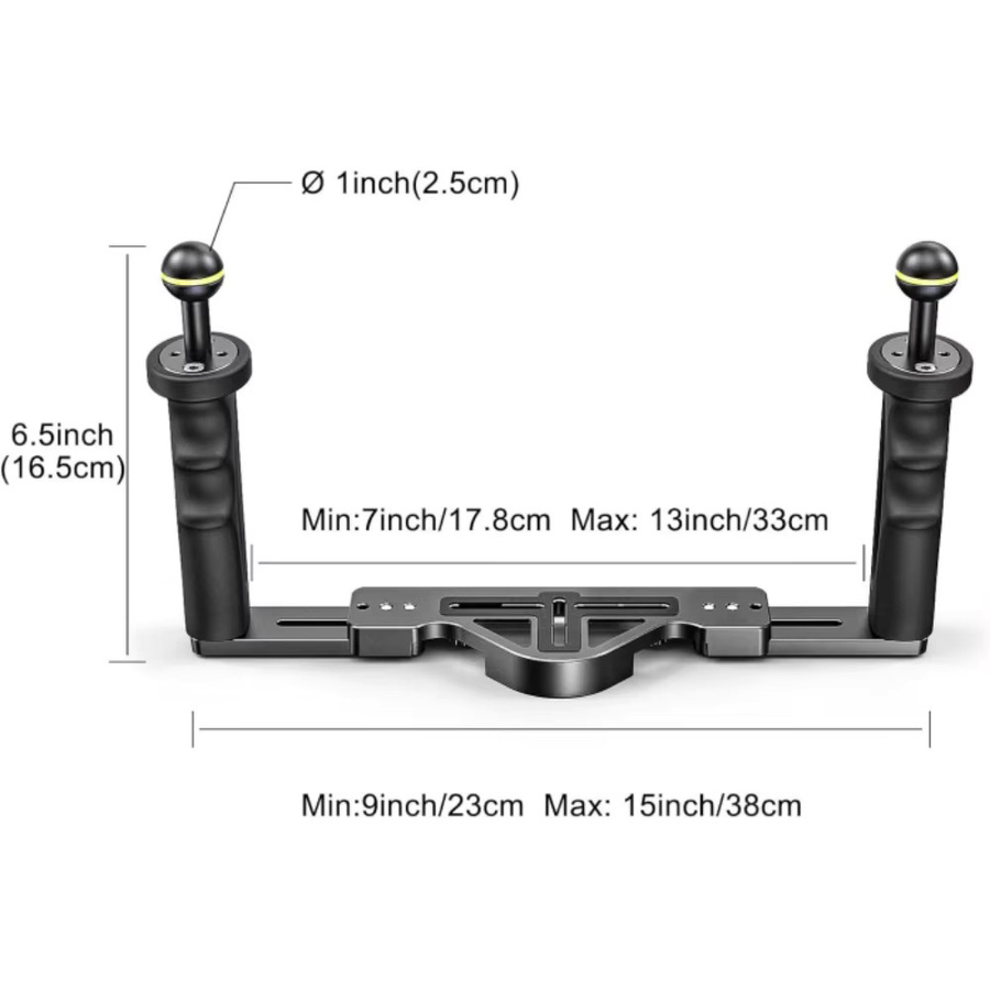 Seafrogs Dual-Handgriff Tauchgriff-Halterung aus Aluminiumlegierung mit Kugeladapter in Schwarz - Bild 5