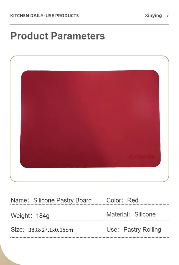 Backmatte aus Silikon in Rot, lebensmittelechte und beschichtete Knetmatte zum Backen und Rollen - Bild 3