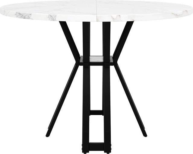 Merax Runder Esstisch in Marmoroptik mit Metallgestell, B/T/H: 100 x 100 x 76 cm, Schwarz und Weiß - Bild 1