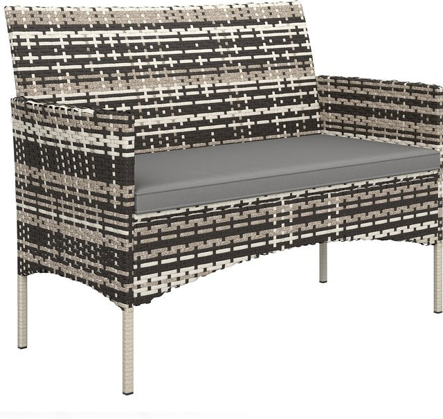 Outsunny Gartensofa 2-Sitzer aus Poly Rattan mit Kissen in Hellgrau - Bild 1