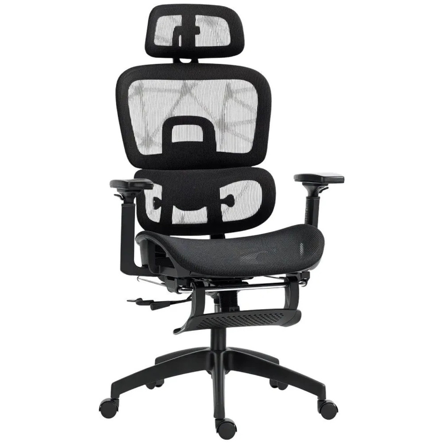 HOMCOM Bürostuhl mit Armlehnen und Kopfstütze in Schwarz aus Polyester und Mesh, B/T/H: 64 x 66 x 114-122 cm - Bild 2