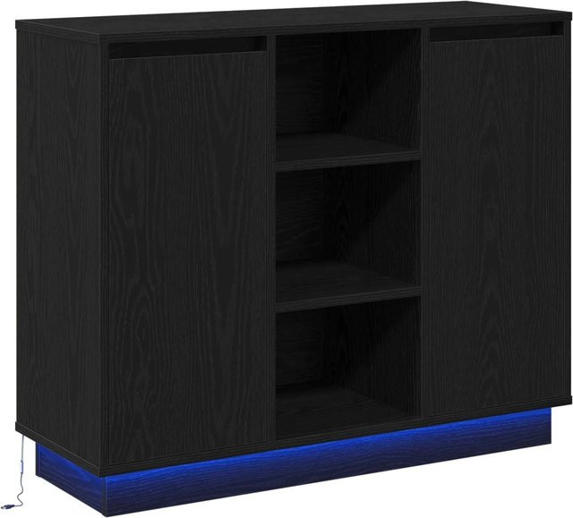 vidaXL LED-Sideboard in Schwarz und Eichen-Optik für dein Wohnzimmer oder Esszimmer, B/T/H: 90 x 32 x 75 cm - Bild 1