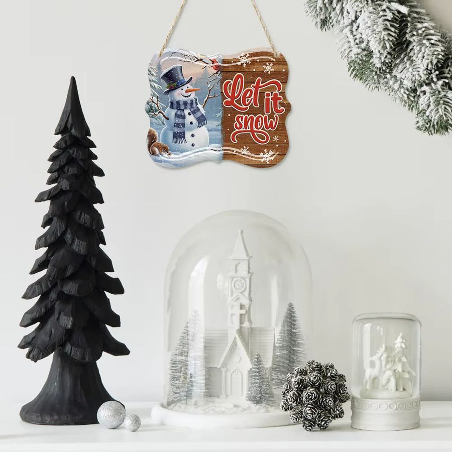 Putuo Decor Vintage Metallblechschild Let It Snow Wandkunst für Weihnachten - Bild 2