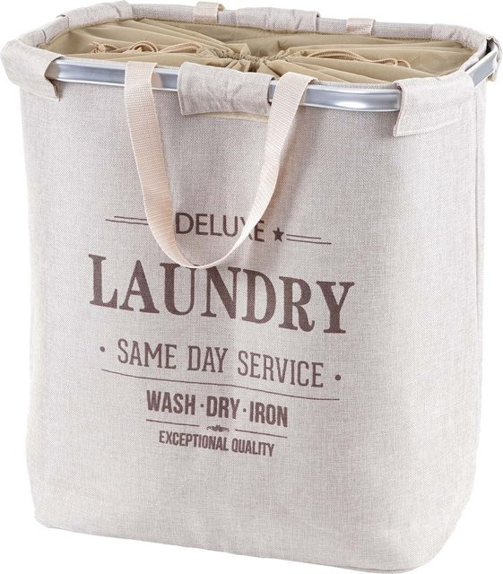 Wäschesammler MCW C34 Wäschekorb mit 2 Fächern und Kordelzug, beige, B/T/H: 54 x 52 x 32 cm - Bild 1
