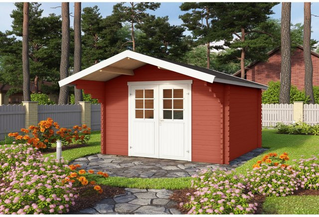 Lasita Holz-Gartenhaus Viljandi 34 mit Satteldach in Schwedenrot, B/T/H: 339,7 x 445 x 245,1 cm - Bild 1