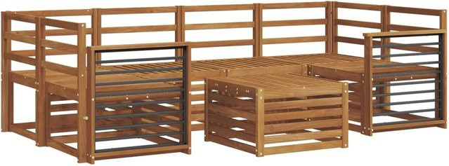 vidaXL Gartenmöbel Set 7-teilig aus Akazien-Massivholz in Braun mit Polstern und Couchtisch - Bild 1