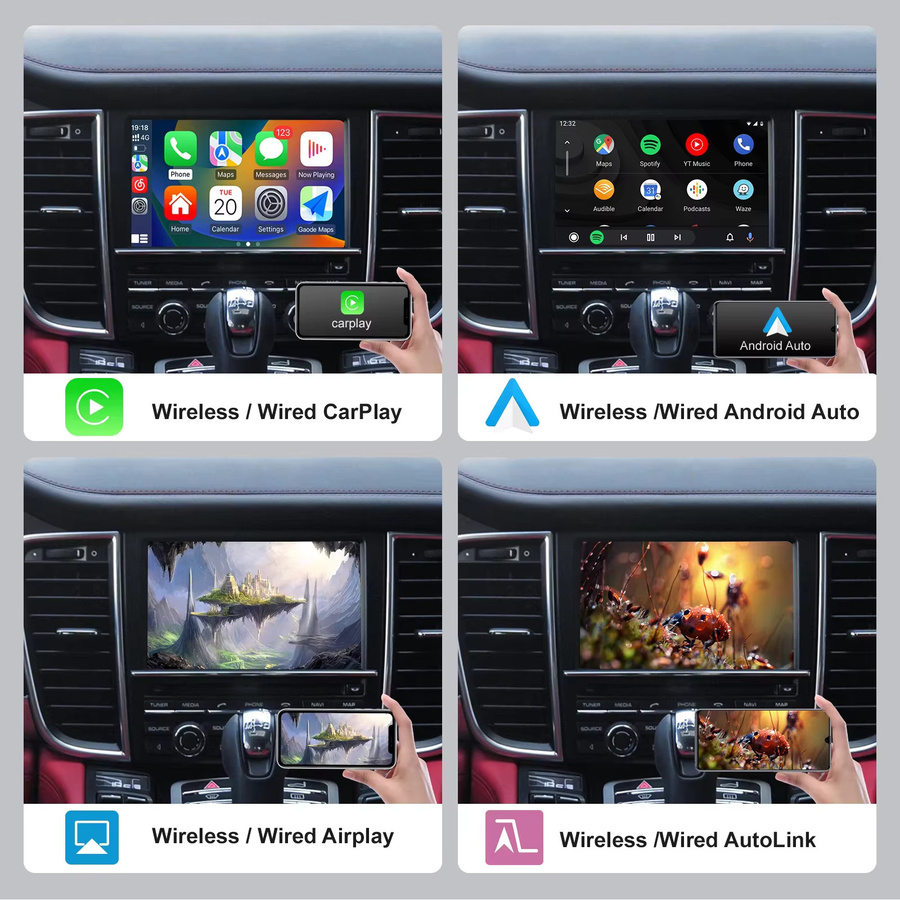 REEIIO Kabelloses CarPlay und Android Auto Interface für Porsche mit PCM 3.1, Schwarz, kompatibel mit Panamera, Macan, Cayenne, Boxster, 911 und Cayman (Baujahre 2010–2016) mit Bluetooth - Bild 2