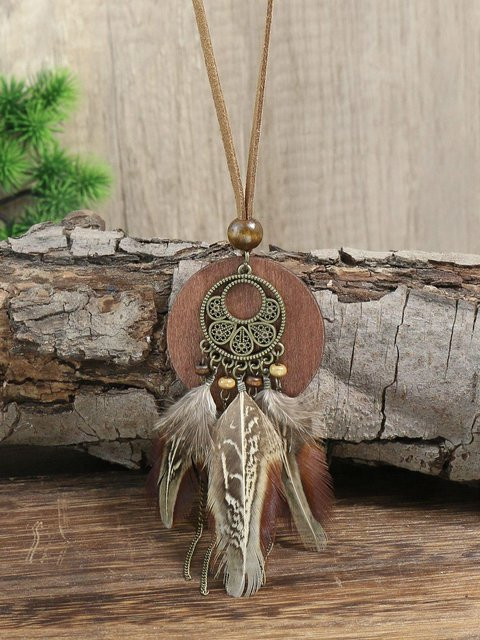 Lucky Star Jewelry Halskette Feder Anhänger, Messing, Gold, Damen - Bild 1