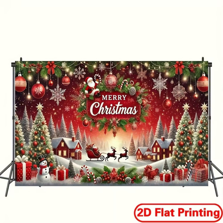 VIKAMA 2D-Weihnachtsbanner mit Flachdruck für festliche Dekorationen und Fotokabinen - Bild 2