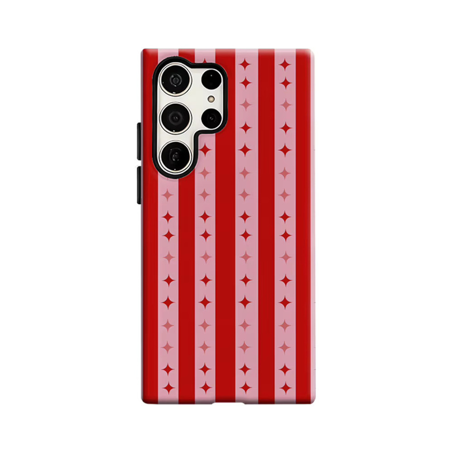 Stoßfeste Retro Handyhülle mit Sternen und Streifen in Rot und Rosa für Samsung Galaxy S25 Ultra, S24 und S23 Ultra Plus, robuste Doppelschicht Rückabdeckung - Bild 6