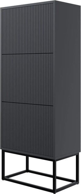 Selsey Schuhschrank Veldio mit Lamellen-Design in Schwarz, B/T/H: 50 x 30 x 125 cm - Bild 1
