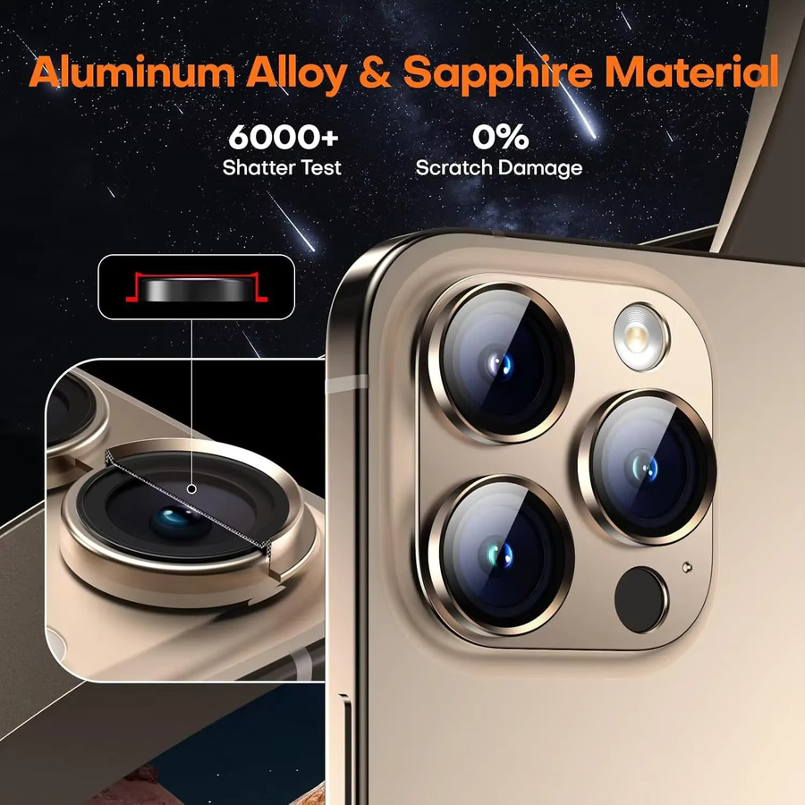 Titan Kamera Objektiv Schutz Abdeckung für iPhone 16 Pro Max, 15 Plus, 14, 13 Mini, 16, 16 Pro, 15 Pro, 14 Pro in Schwarz - Bild 3