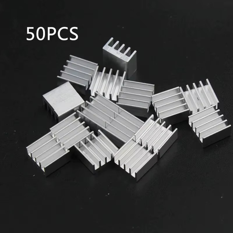 50 Stück FTBTOC Profil-Aluminiumkühler in Silber, B/T/H: 8,8 x 8,8 x 0,5 cm, passiv für elektronische Chips und LED-Kühlung sowie IC-3D-Drucker - Bild 2