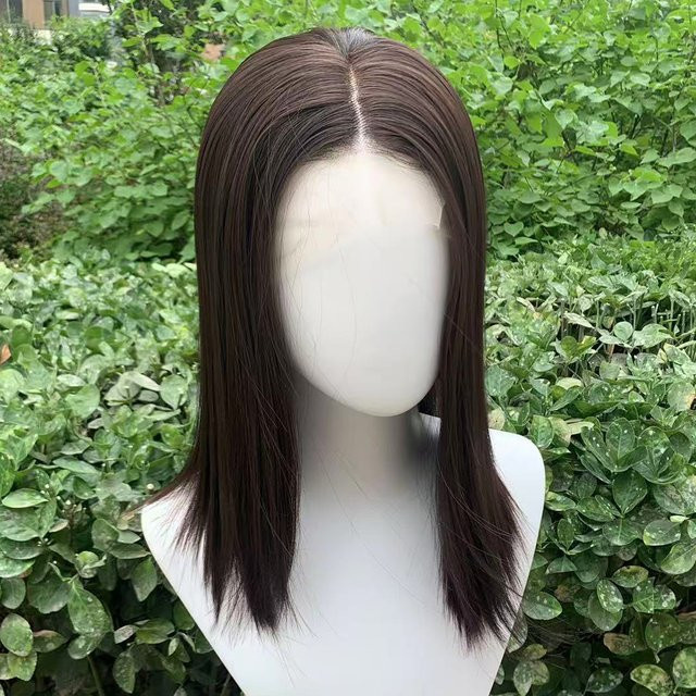 Muzinuo Lace-Front-Perücke, braun, synthetisch, 30,5 cm - Bild 1