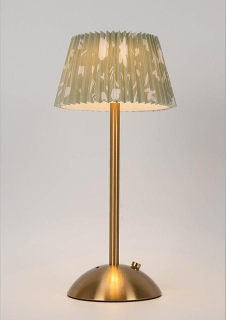 Wiederaufladbare LED-Tischleuchte von Fantastic House aus Metall und Stoff in Grün mit Gold/Messing, dimmbar und kabellos mit Touch-Funktion - Bild 1