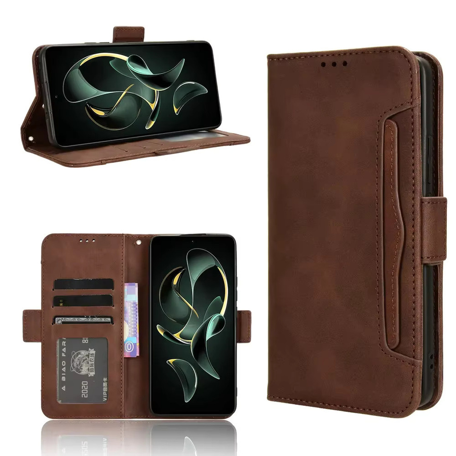 Luxus Flip Ledertasche für Xiaomi in Braun mit magnetischem Kartenhalter und Brieftasche als Schutzhülle - Bild 3