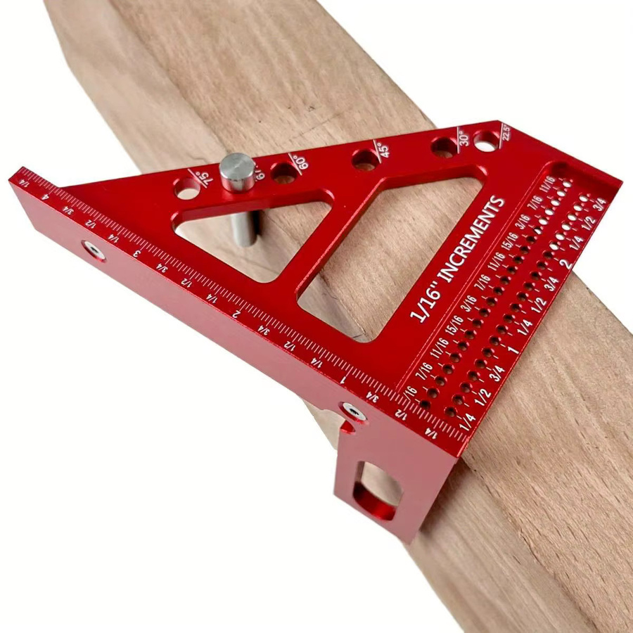 Wnew 3D-Mehrwinkel-Messlineal als quadratischer Winkelmesser für die Holzbearbeitung in Schwarz und Rot - Bild 5