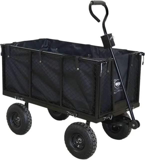 BERLINLODGE Bollerwagen All Black in Schwarz mit Gitterauflage, Volumen: 205 l, Traglast: 550 kg, H x B x T: 96 x 53 x 105 cm - Bild 1