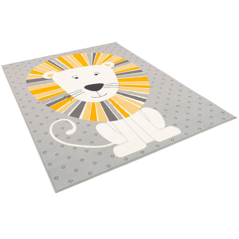 Pergamon Kinderteppich Trendline Löwe in Grau und Gelb, pflegeleichter Webteppich für das Kinderzimmer - Bild 2