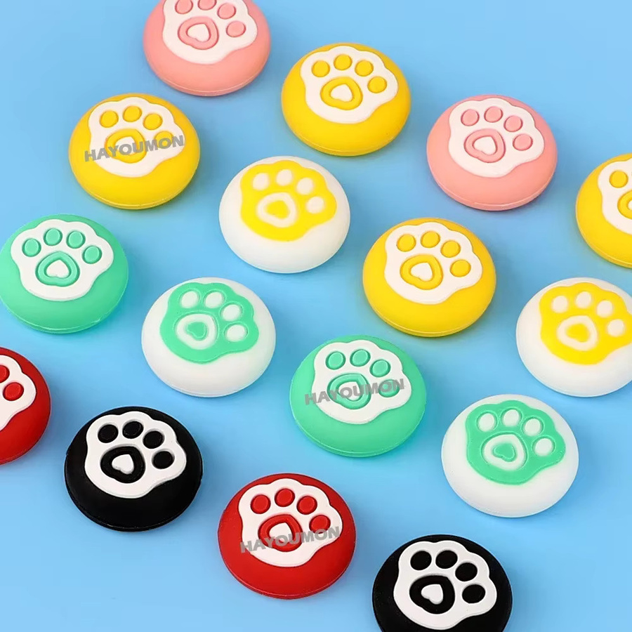 4er-Set Silikon-Daumengriffe mit Katzenpfoten-Design für Nintendo Switch Joystick-Kappen, rutschfeste Schutzabdeckung für Joypads in Schwarz, Rot und Multicolour - Bild 2
