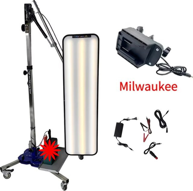 PDR King Pneumatischer Hydraulikständer mit blauer LED-Dellen-Inspektionsleuchte und 6-stufiger stufenloser Dimmung, B: 93 cm, T: 26 cm - Bild 1