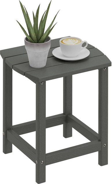 Outsunny Gartentisch und Beistelltisch aus wetterfestem Kunststoff in Grau, B/T/H: 37 x 46 x 48 cm - Bild 1