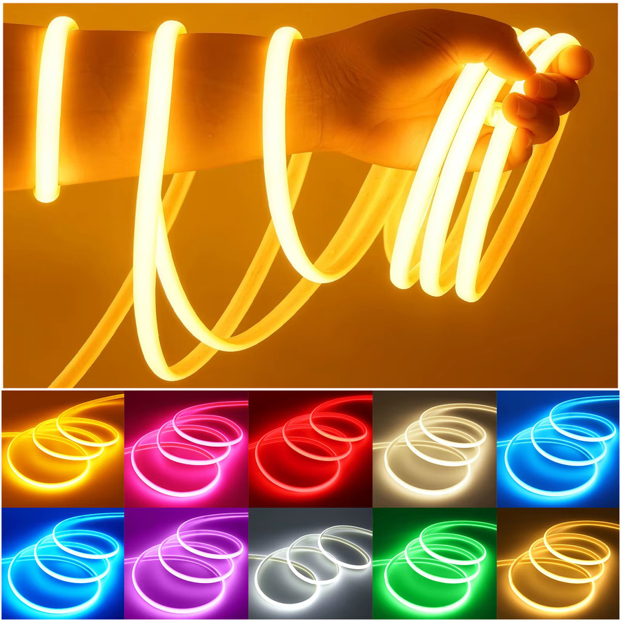 HEGEHE Wasserdichtes COB LED-Neonlichtband mit Schalter, flexibles Silikon-Lichtband für AC 220V, Farben: Blau, Pink, Gelb, Grün, Weiß - Bild 2