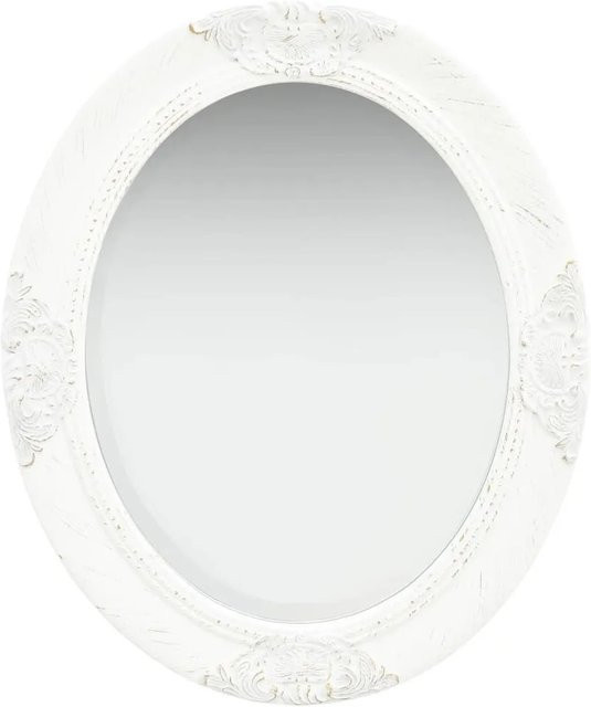 vidaXL Wandspiegel im Barock-Stil in Weiß, Oval, B: 50 cm x H: 60 cm - Bild 1