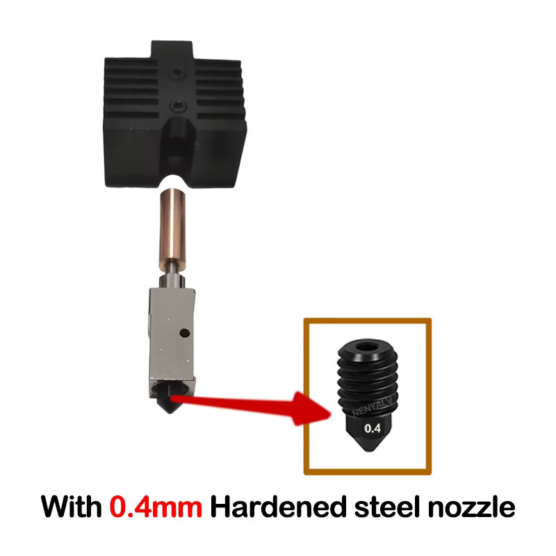 Qidi Upgrade-Hotend für X Plus 3, X Max 3 und X Smart 3 mit 0,4 mm gehärteter, Messing- oder Kupferdüse - Bild 2