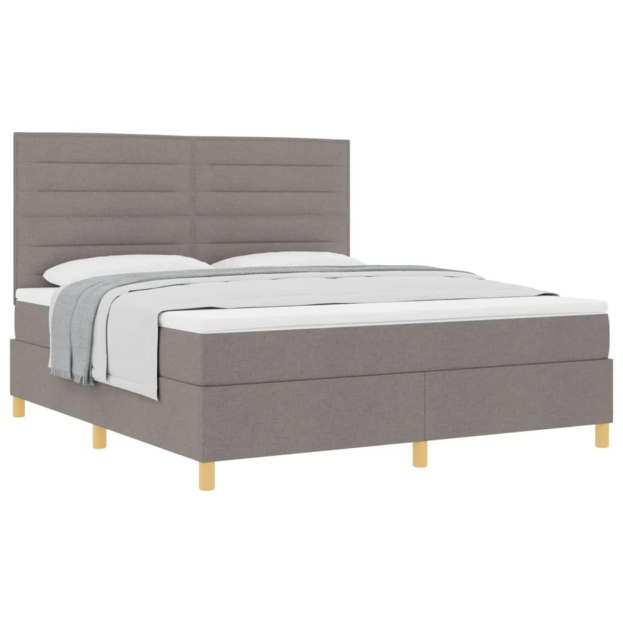 vidaXL Boxspringbett mit Matratze in Taupe, B/T: 180 x 200 cm, mit Taschenfederkern und Stoffbezug - Bild 2