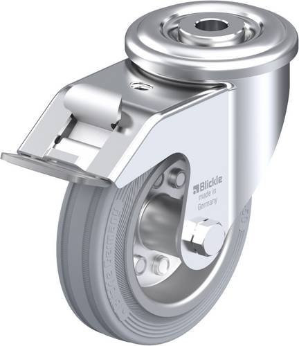 Blickle Lenkrolle LER-VE 100R-FI-SG mit Feststeller in Silber, Rad-Durchmesser: 100 mm, Tragfähigkeit: 70 kg - Bild 1