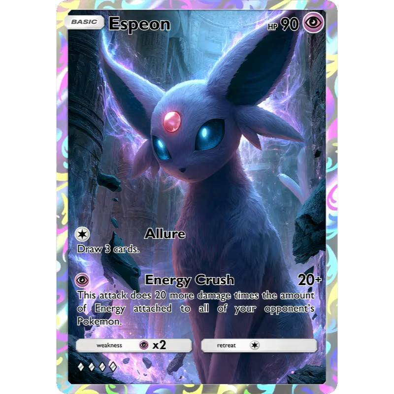 Keeppley Pokémon-Karten Espeon und Mewtwo, Sammelkarten, Holografische Seltene Glänzende Karten - Bild 2