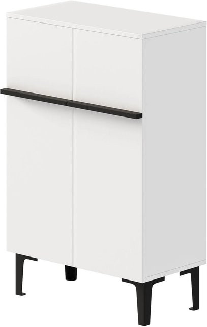 okwish Schuhschrank mit Doppeltüren in Weiß, moderner Stauraum für Flur und Eingangsbereich, B/H/T: 60 x 95 x 34,5 cm - Bild 1
