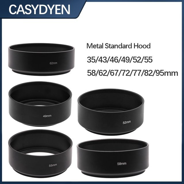 LingoFoto Standard-Metall-Gegenlichtblende mit Filtergewinde in Schwarz für Canon Nikon Sony Olympus Pentax - Bild 1