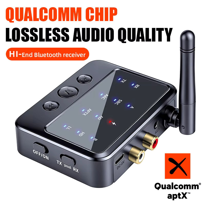 KEBIDUMEI Bluetooth 6.0 Empfänger und Sender mit AptX HD/LL und AAC Low Latency, Drahtloser Audio-Adapter mit 3,5 mm Klinke und RCA-Buchse für PC und TV, Schwarz - Bild 4