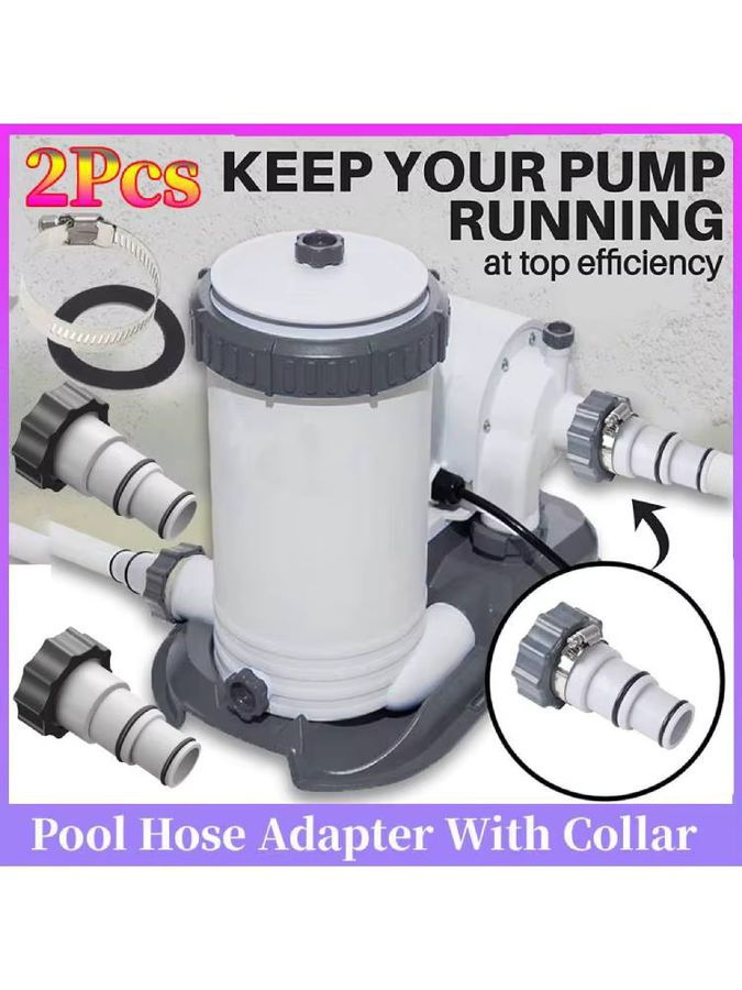 2er-Set Pool Schlauch Adapter mit Kragen für Intex Gewinde Anschluss als Ersatzteil für Schwimmbad Pumpen von alloet - Bild 7
