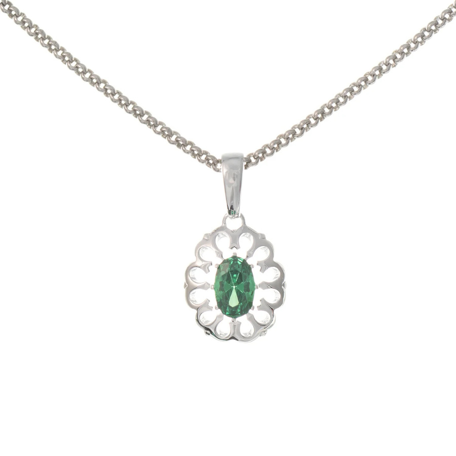 Anhänger mit Kette 925 Silber, Zirkonia grün, Dirndl Funkeln - Bild 1