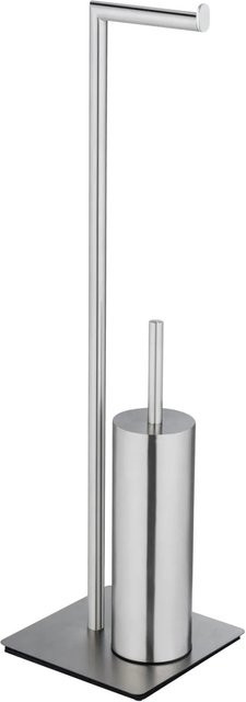 WENKO Stand WC-Garnitur Recco aus Edelstahl in Silber satiniert mit Toilettenbürste und Toilettenrollenhalter - Bild 1