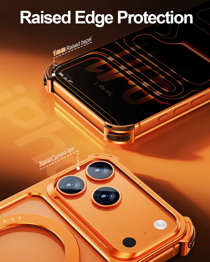 Eary Magnetische Handyhülle für iPhone 17 Pro Max und 17 Pro mit faltbarem Ständer für MagSafe kabelloses Laden, rahmenlose schlanke Bumper-Hülle in Orange - Bild 5