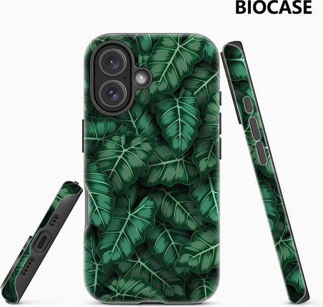 Robuste Handyhülle mit grünem Blattmuster für iPhone 17 16 15 14 13 Pro Max Plus von Potdemiel - Bild 1