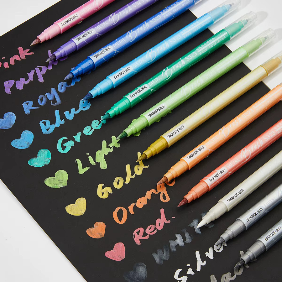 Metallic-Marker auf Wasserbasis mit weicher und harter Spitze, schnell trocknende Farben für künstlerische Skizzen, 24 Stück, Multicolour - Bild 2