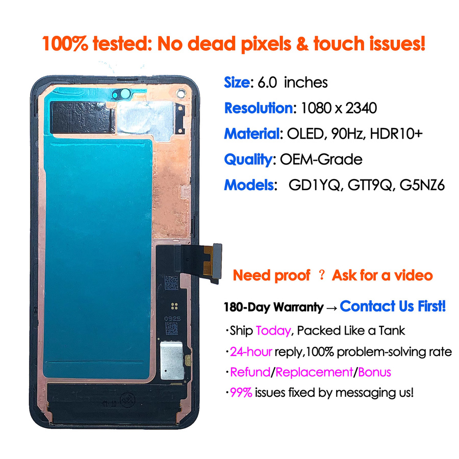 OEM LCD Display Ersatz für Google Pixel 5 mit 90Hz HDR10 und OLED Touch Digitizer Montage in Schwarz - Bild 2