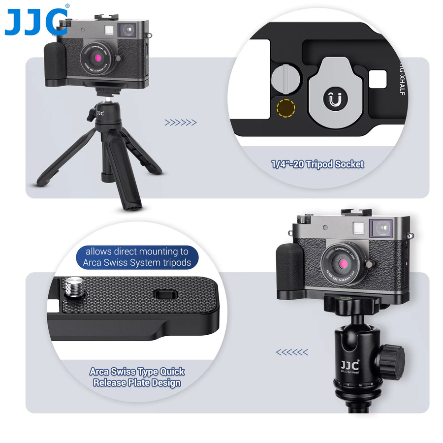 JJC Aluminium-Handgriff für FUJIFILM X Kameras, L-förmiger Griff mit integrierter Arca-Schnellwechselplatte und weichem Silikongriff in Schwarz oder Silber - Bild 3