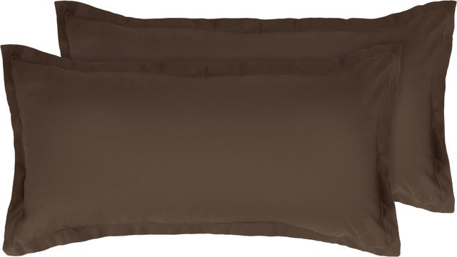 LIVARNO Mikrofaser-Satin-Wendekissenbezüge aus Polyester, 2 Stück, Braun, B/H: 40 x 80 cm - Bild 1