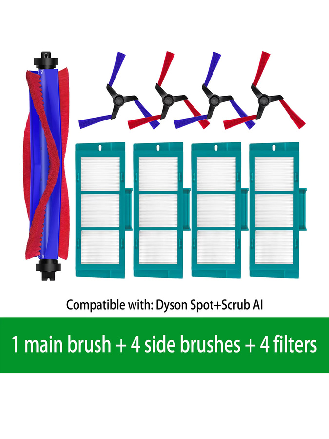 Dyson Ersatzset für Roboterstaubsauger Spot+ Scrub AI mit Haupt- und Seitenbürsten, Filtern und Wischtüchern in Multicolour - Bild 6