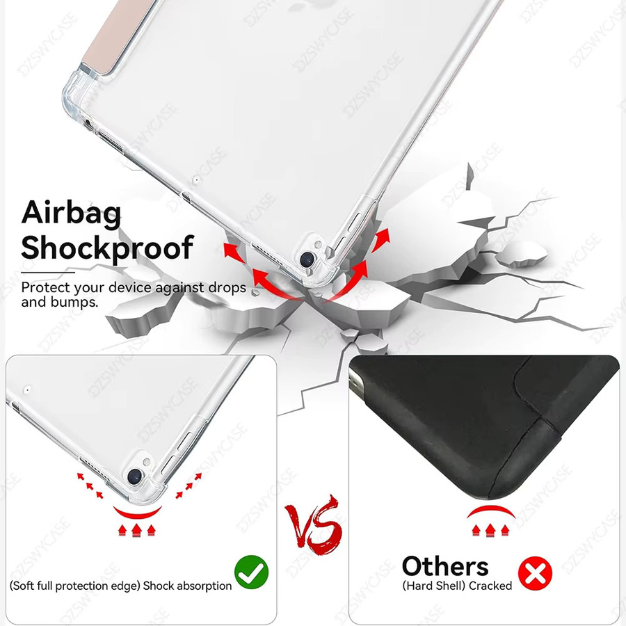 DZSWYCASE Schutzhülle für iPad 9./8./7. Generation 10,2 Zoll, iPad Air 3 10,5 Zoll und iPad Pro 10,5 Zoll mit Stifthalter und transparenter Rückseite, Schwarz - Bild 4