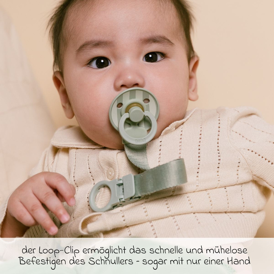 BIBS 3-tlg Geschenk-Set mit 2 Latex-Schnullern Colour und Schnullerband, Farbe: Sage, Größe: 0-6 Monate - Bild 2